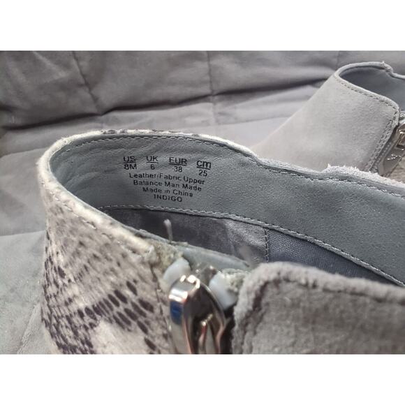 Fergie Booties Womens 8 Indigo, Talliogrey Suede Faux Snake Skin Zipper - Picture 13 of 16
